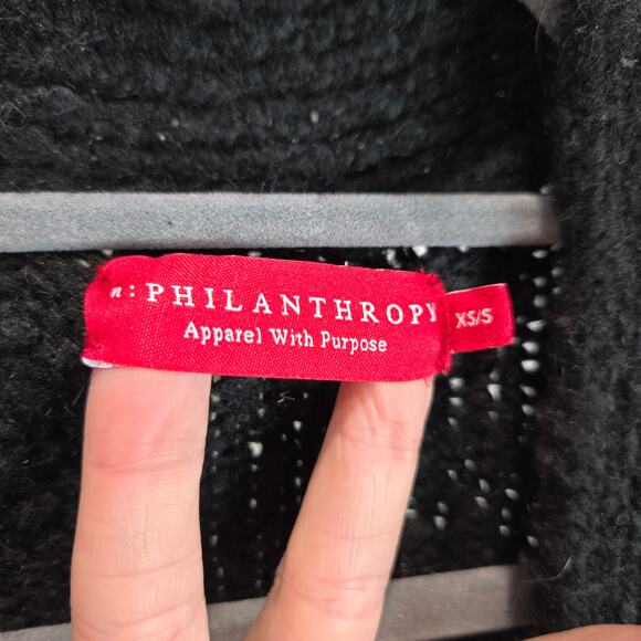 N:Philanthropy Long Cardigan Sweater Mohair Wool Black White Stripe XS Small - Picture 4 of 8